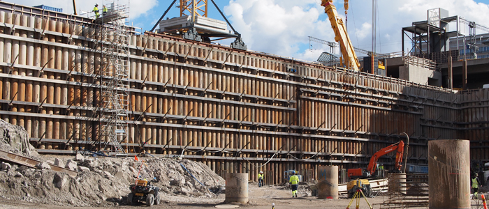 Steel pile wall Tripla Helsinki