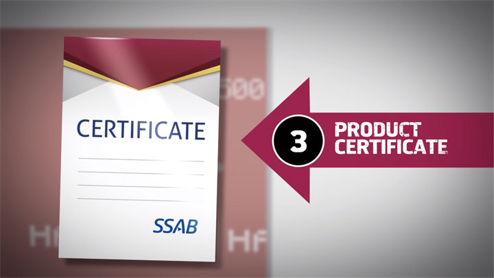 ใบรับรองผลิตภัณฑ์สำหรับแผ่นเหล็กกันสึก Hardox® หนึ่งในเครื่องพิสูจน์ว่าเป็นเหล็กกล้าของแท้