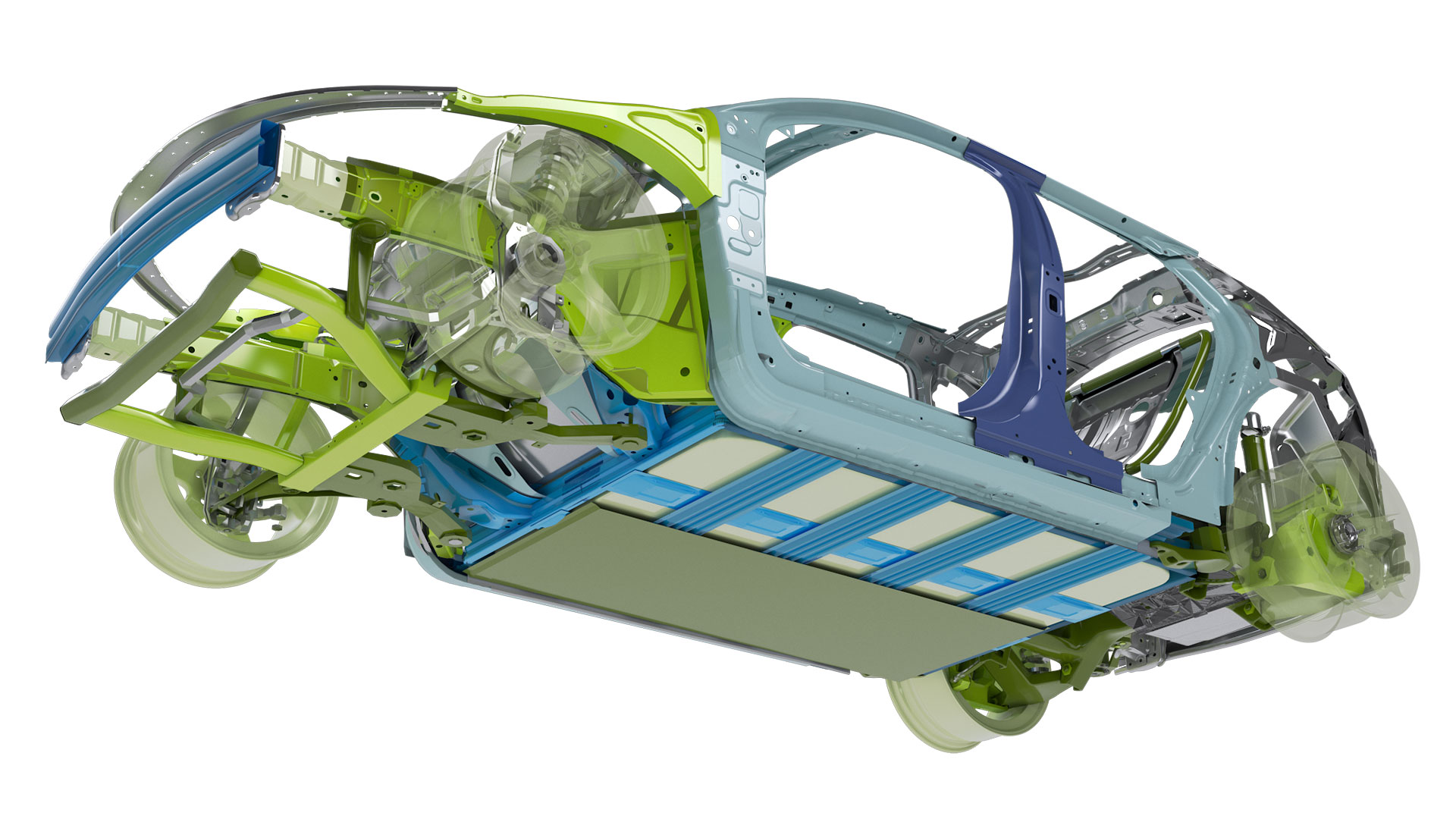 3D roll-formed 1700 martensitic steel beams protecting EV battery pack