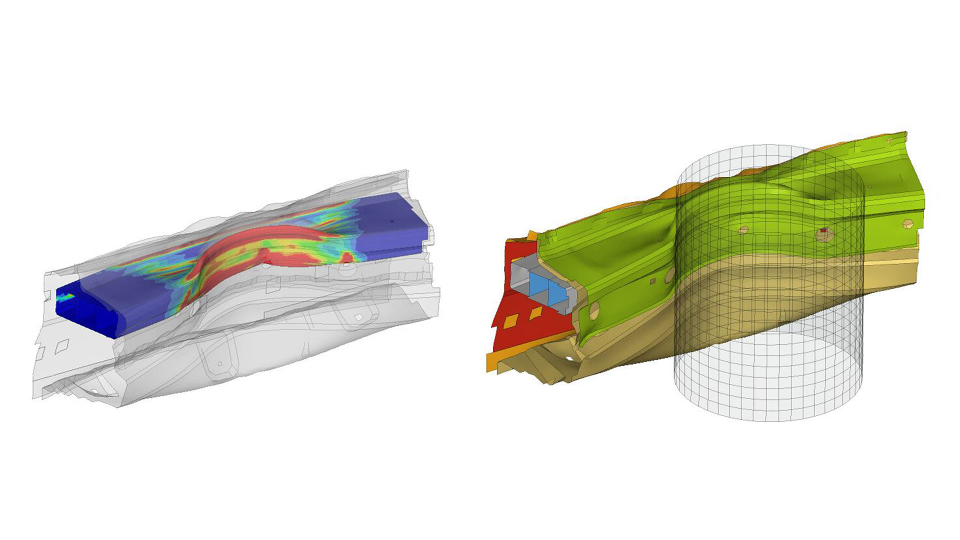 Simulation of side pole impact test on EV sill/rocker panel in 1700M