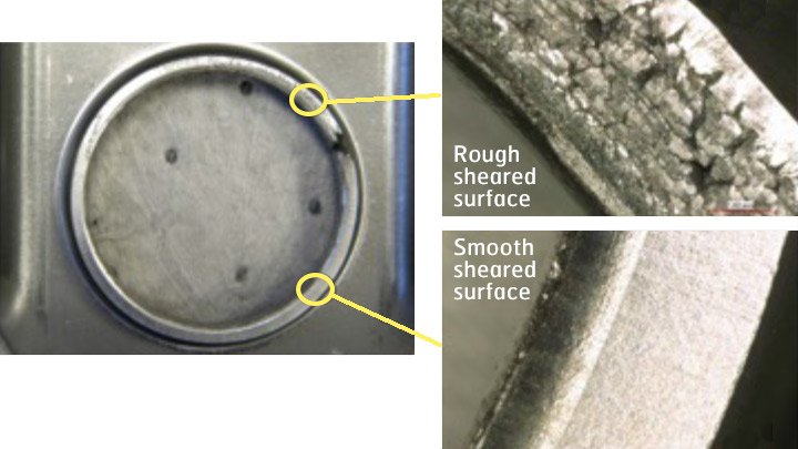 Exemplos de problemas de ductilidade de bordas feitas com o AHSS