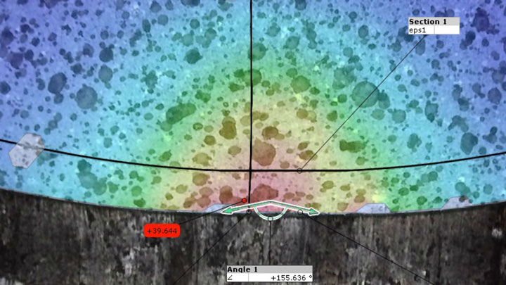 El nuevo ensayo de plegado de bordes cortados de acero AHSS permite supervisar la tensión horizontal, la tensión vertical, la tensión del punto de fractura y el ángulo de plegado.