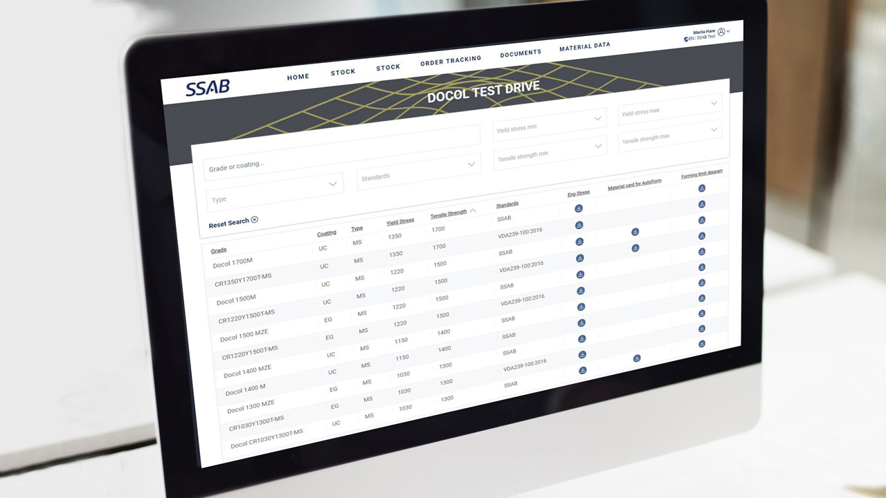 Formningsdata för Docol® AHSS-stål