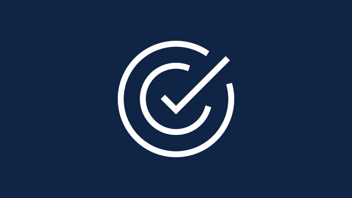 icon of achieved target on blue background