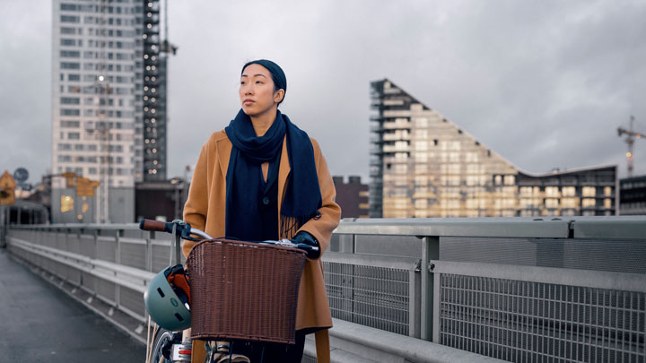 Woman on bridge