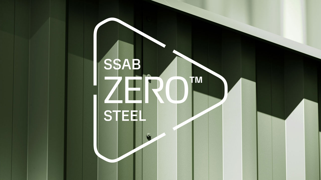SSAB Zero™ logo on steel facade