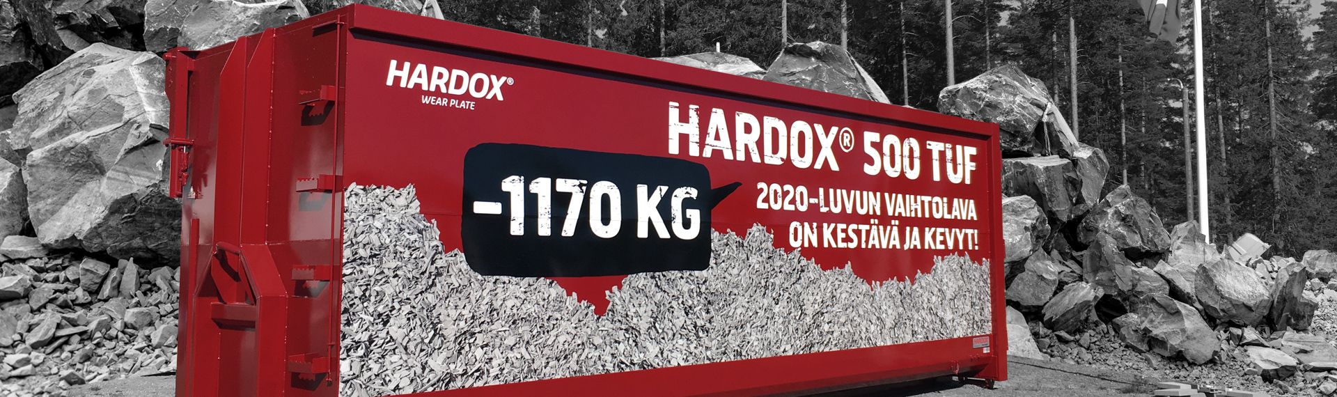 Vaihtolava valmistettu Hardox® 500 Tuf teräksestä valmiina päivän kovaan työhön