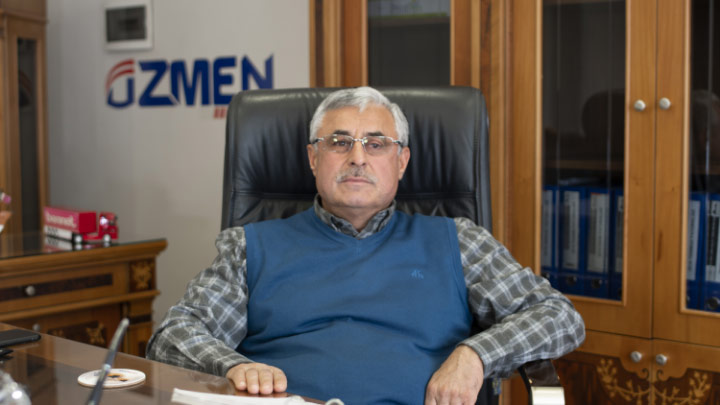 Mr. Musa Belgemen, general manager of Turkish tipper body builder Özmen Damper, at his desk.