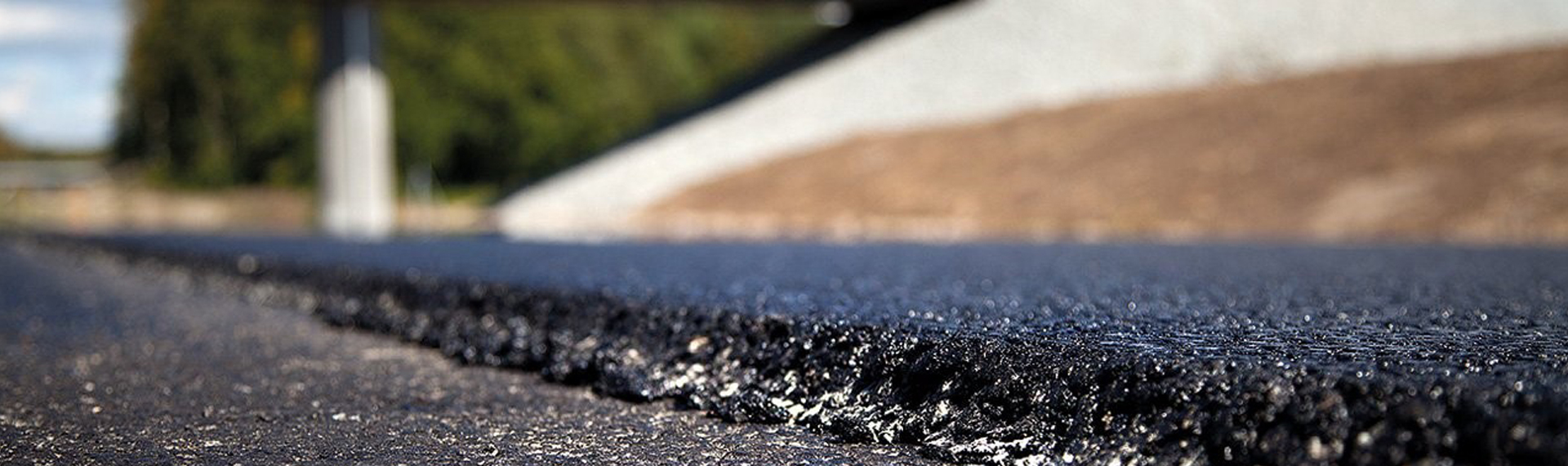 A section of abrasive aggregates during road paving