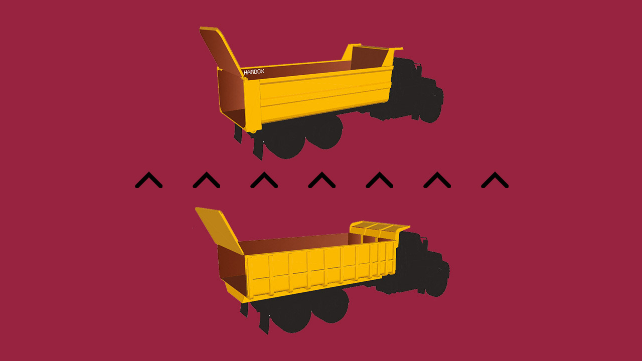 Comparaison d’une benne basculante classique avec un poids léger en Hardox® 450