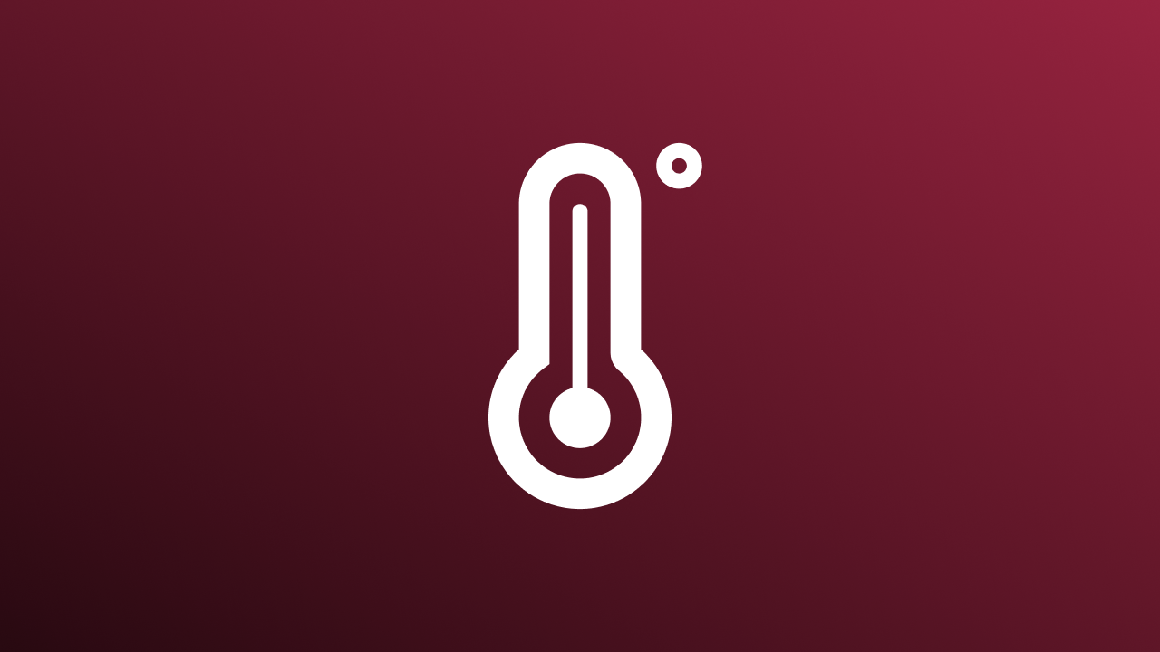Imagen bidimensional de un termómetro frente al color rojo de marca de la chapa antidesgaste Hardox.