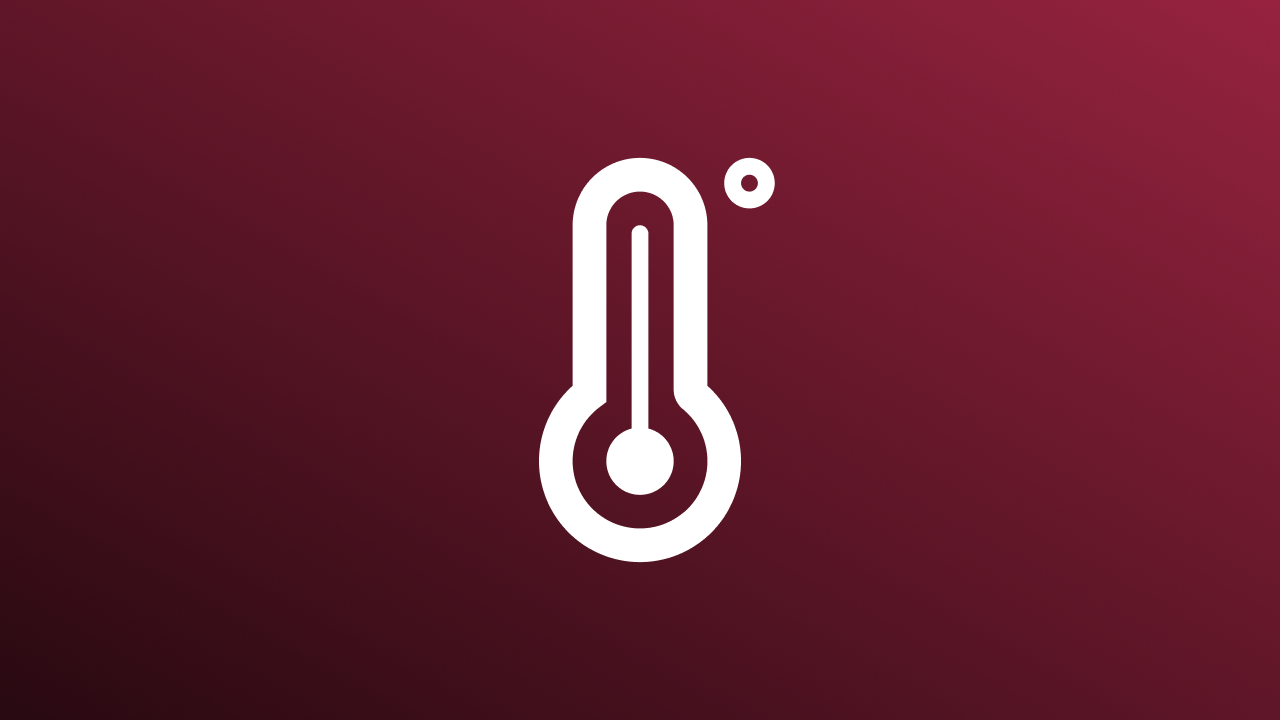 2-dimensional image of a thermometer against the red brand color of Hardox wear plate.