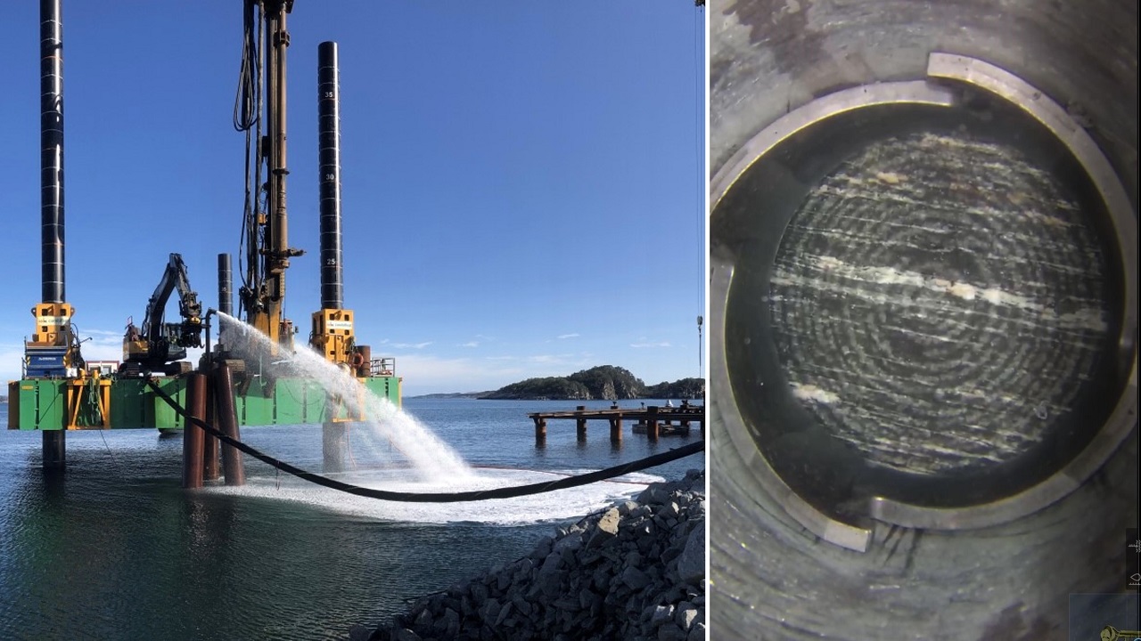 Pile installation, Norwegian fjords, electric ferries, terminal extension, steel pipe piles,drilled steel piles