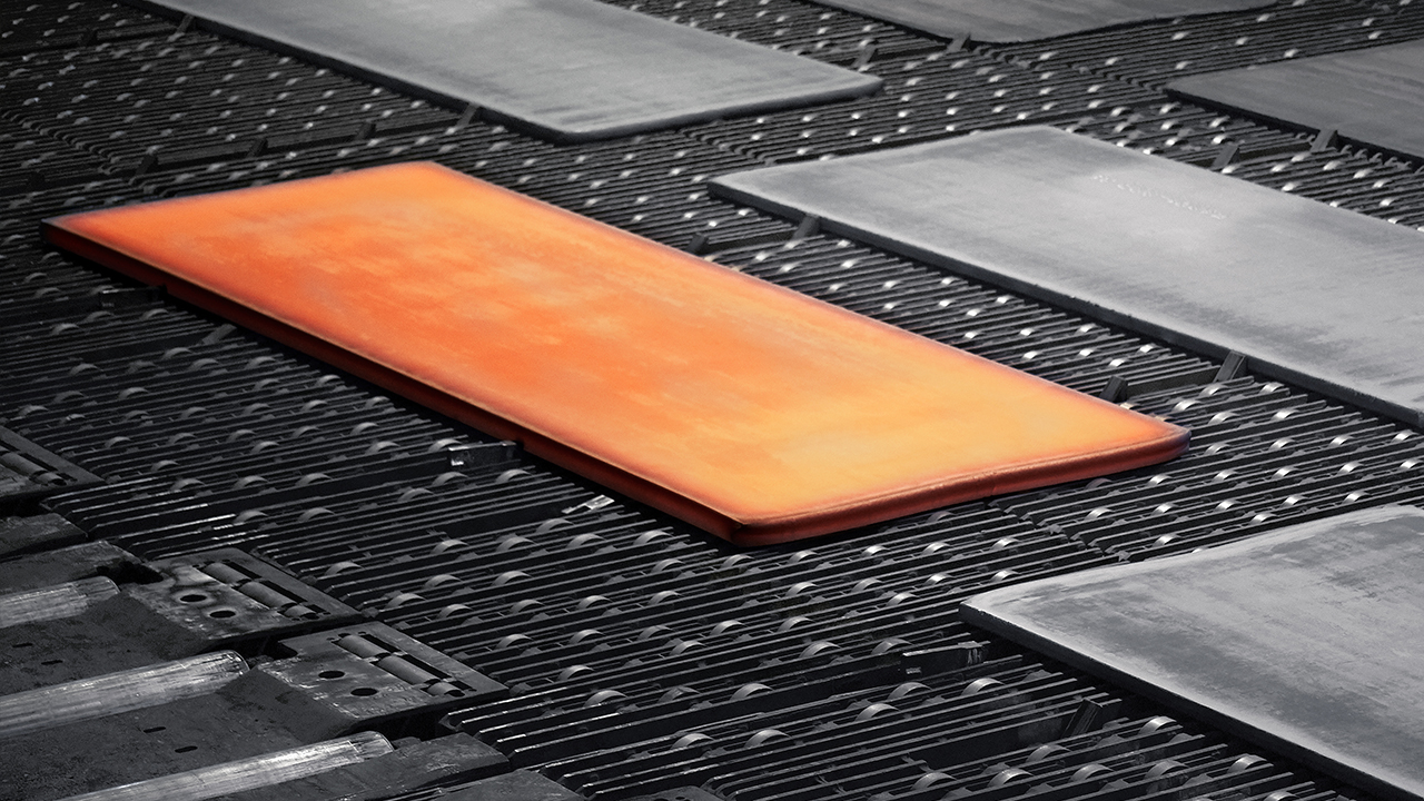 Steel plates made in an SSAB steel mill.