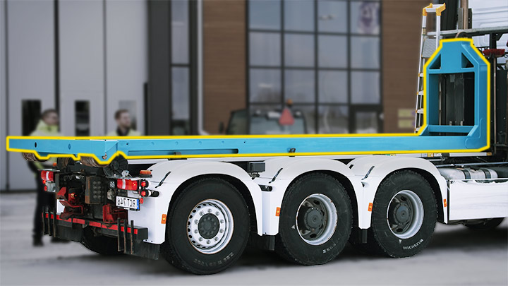 Truk dengan hook lift frame.
