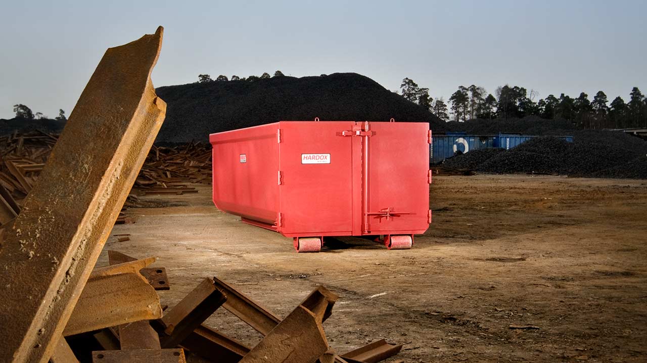 Red container made from Hardox