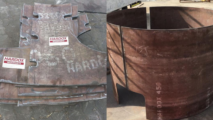 Mainframe liners in Hardox® 450 for cone crusher.