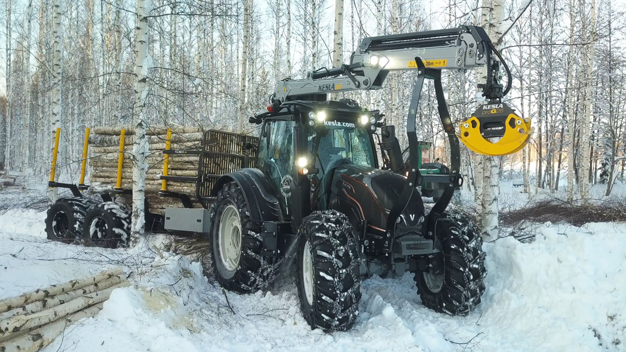 forestry crane in winter