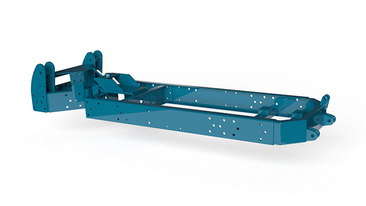 Immagine CAD di un telaio realizzato in acciaio Strenx®